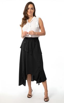 8856 Frill cap sleeve blouse with tie neck