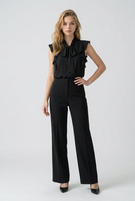 8856 Frill cap sleeve blouse with tie neck