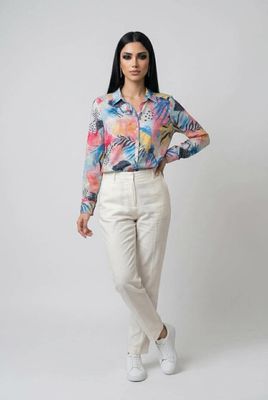 47000 Printed buttom multi color blouse