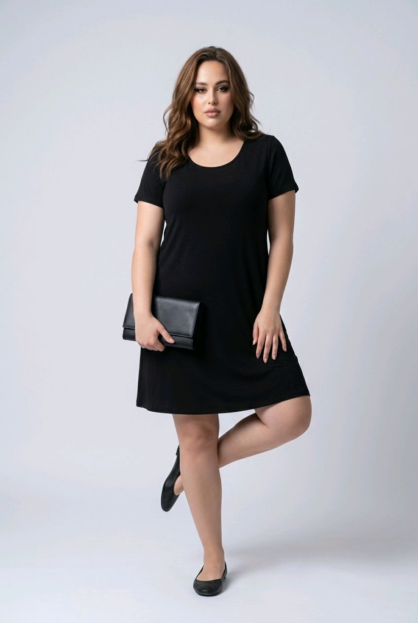 1299P Short sleeve solid dress w/pockets