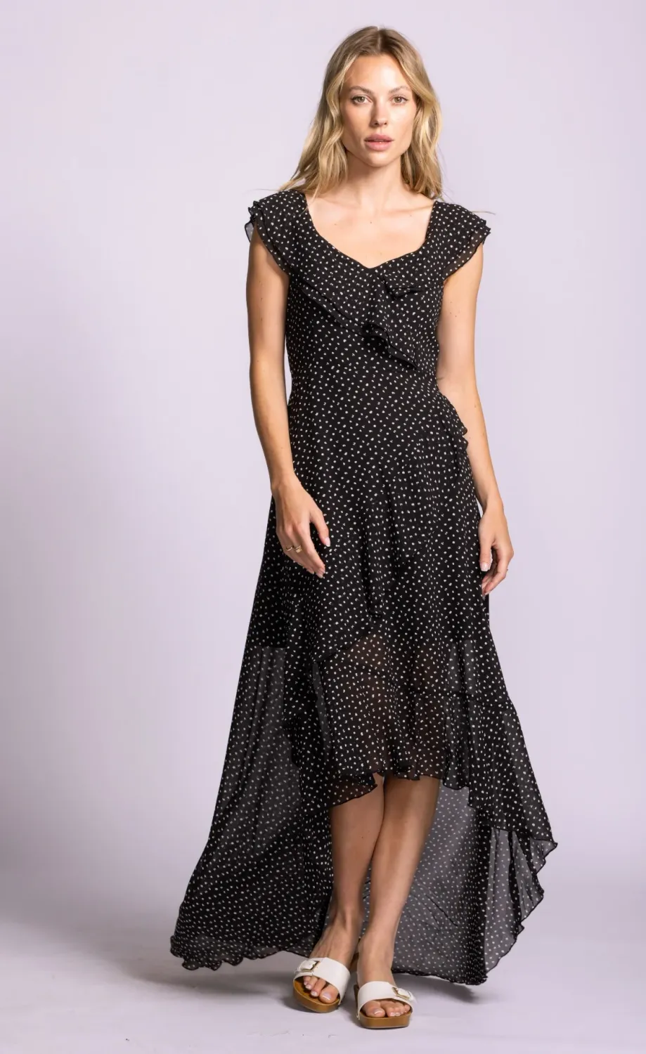 DR-2322218 Esmeralda high low pokadot dress