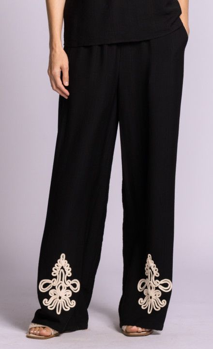 PA-6922225BK Otsego pant with embroidery and pockets