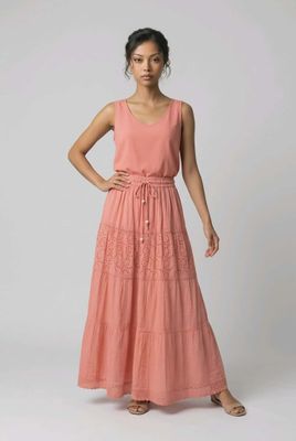 1909 pull on lined eyelet skirt with drawstring