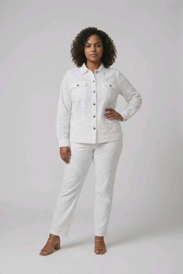 1945 Long sleeve 100% cotton eyelet button light jacket