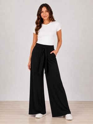 VC9250P  Ladies wide leg petite pant w/belt &amp; pockets