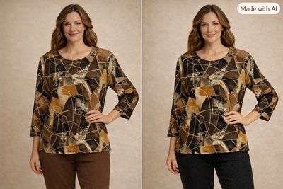 4251 Round neck 3/4 sleeve print top