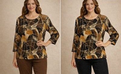 4251 Round neck 3/4 sleeve print top