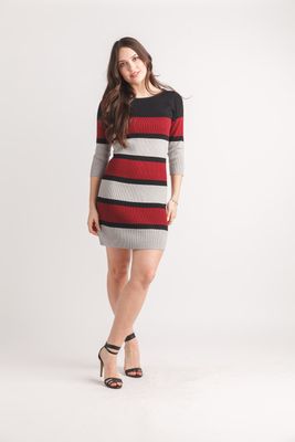 SD-21403 Striped knit sweater dress