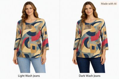 4251 Round neck 3/4 sleeve print top