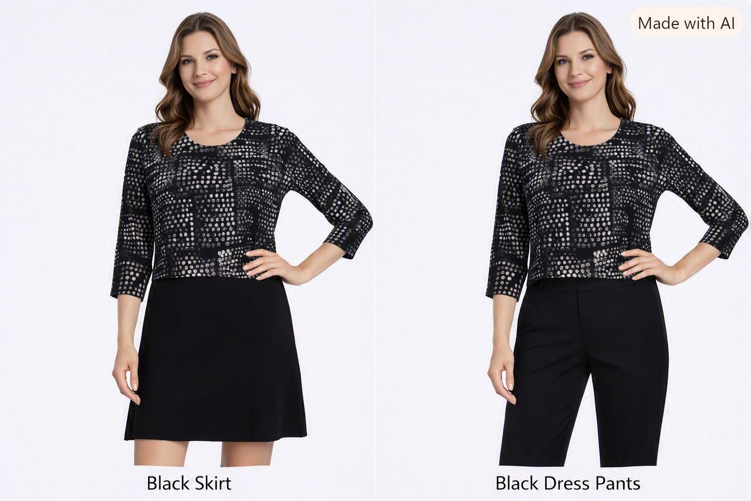 4251 Round neck 3/4 sleeve print top