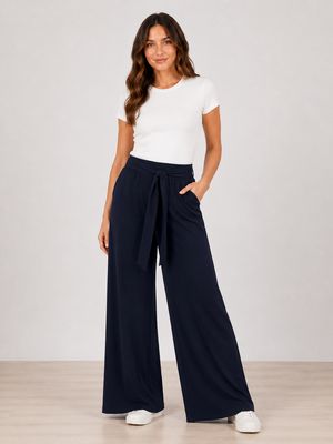 VC9250P  Ladies wide leg petite pant w/belt &amp; pockets