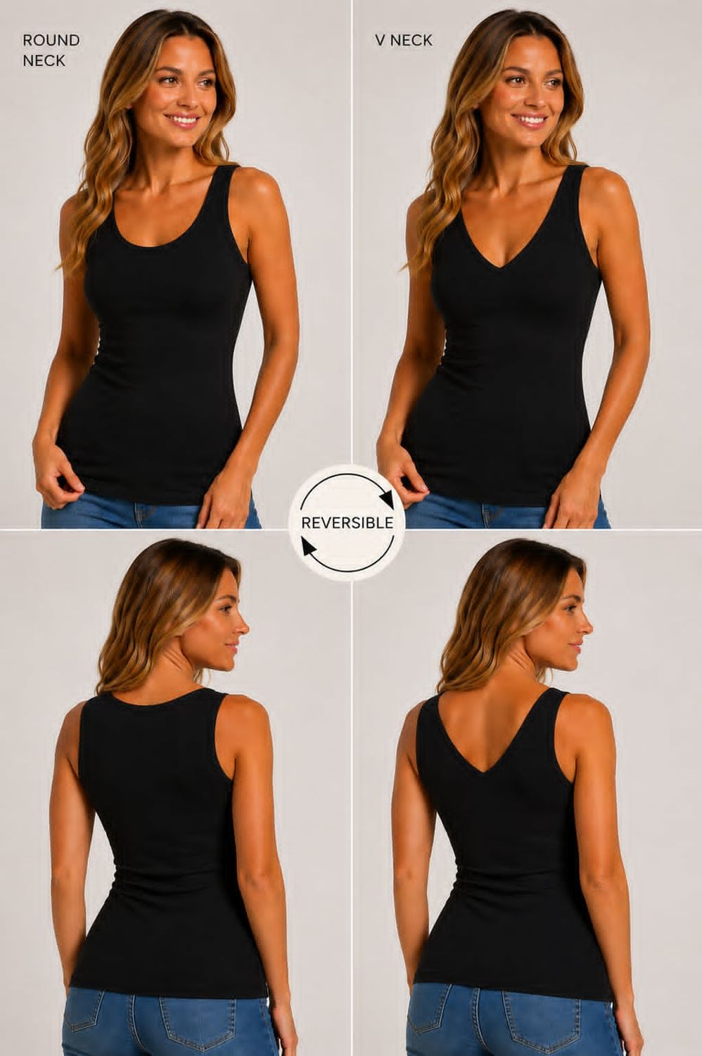 CEBT1115 bamboo mix reversible cami/tank