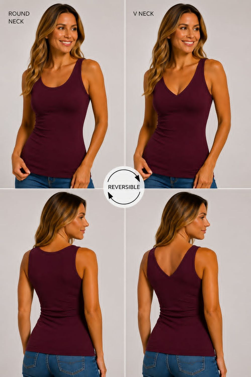 CEBT1115 bamboo mix reversible cami/tank