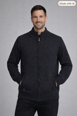 7768639  Bonded mock neck full zip fleece lined sweater w/pockets