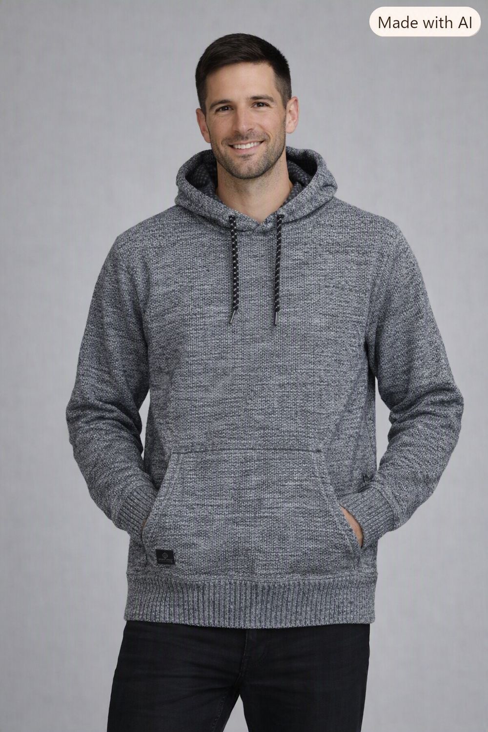 7768625 Bonded kangaroo hoodie sweater w/fleece lining
