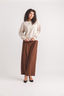 ST-21206 Cable knit balloon sleeve sweater