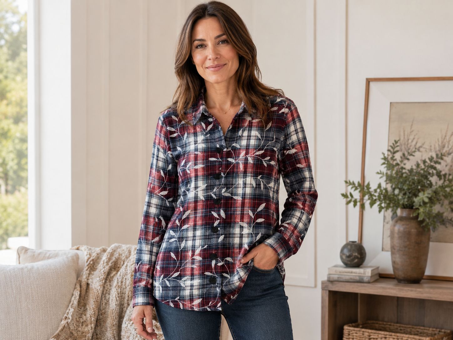 47231 L/S button plaid shirt