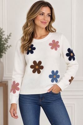 23819 Daisy print L/S sweater