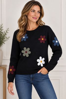 23819 Daisy print L/S sweater