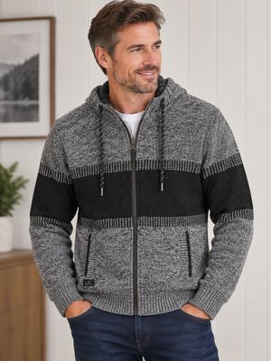 7768605 Print full zip hoodie w/pockets and soft fleece lining