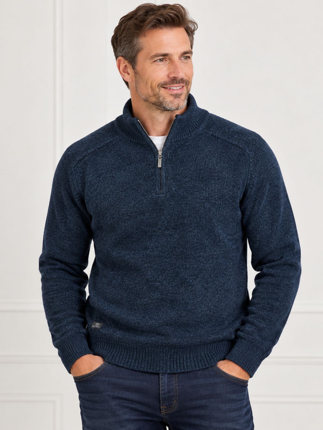 7768674 Mock neck fleece lined 1/4 zip sweater