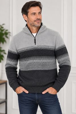 7768615 Mock neck1/4 zip polar knit sweater