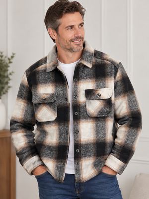 7764445 Check print shacket w/2 chest pockets