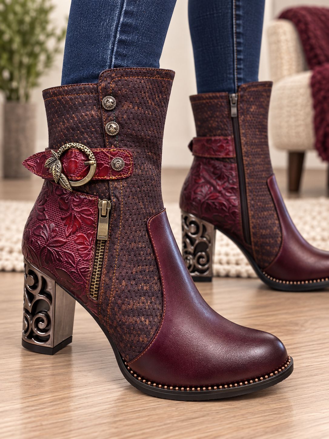 LVG-10 Leather unique design handmade boot
