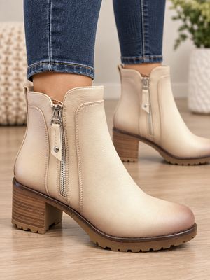 XYI-13 Short boot w/inside zip entry and zide outside zip detail