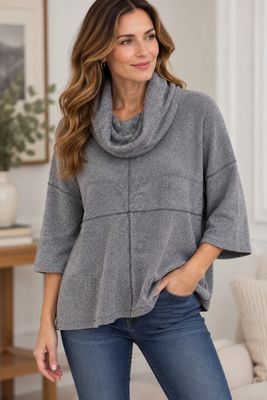 AM923 Cowl neck 3/4 sleeve top