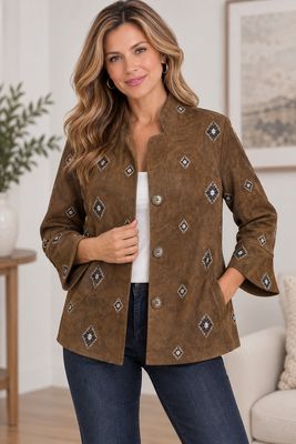 AM860 Sadle patch button down western boho blazer jacket