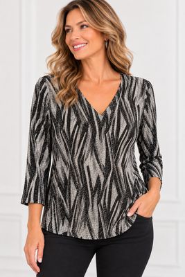 NL-84561 sparkle holiday v neck top