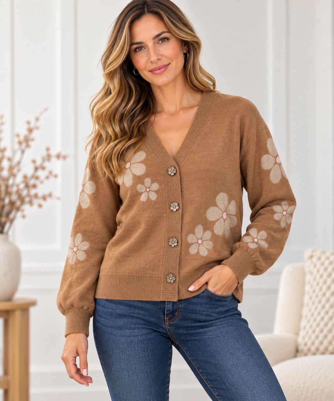 8763008 Long sleeve floral cardigan