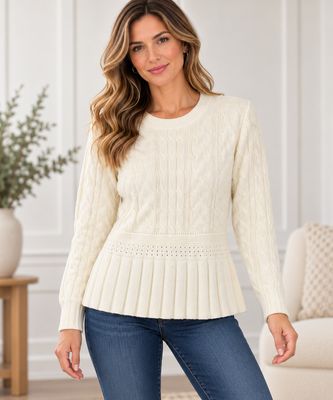 8763042 Long sleeve cable knit sweater