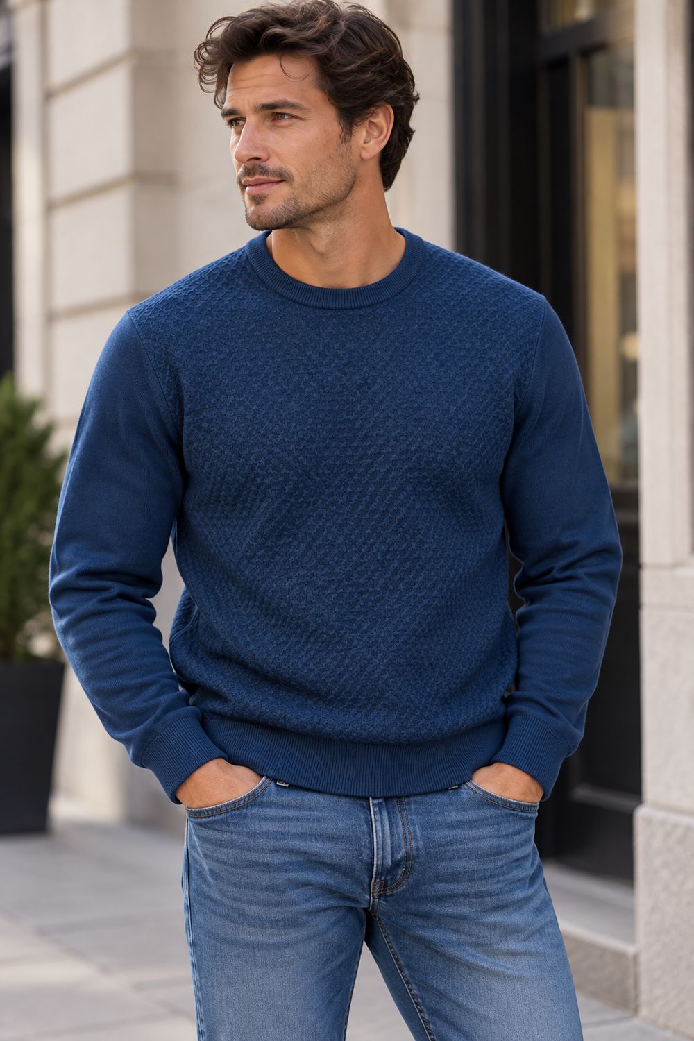 7763478 light weight cashmere like round neck sweater