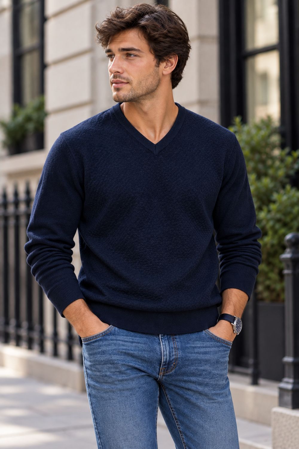 7763472 Lightweight cashmere like v neck sweater