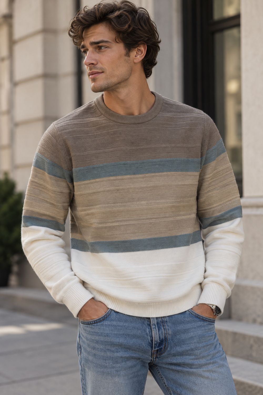 7763481 small guage cashmere feel round neck sweater