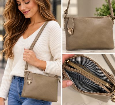 7012-E-TPE crossbody bag w/ multiple pockets adjustable removable strap &amp; wristlet