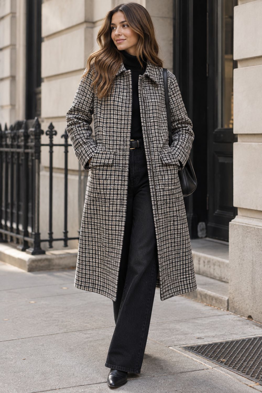 2900 plaid snap 3/4 length coat