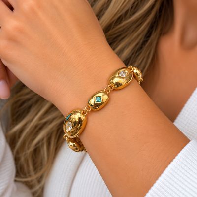 3399-GLD oval shapes w/gem in center bracelet