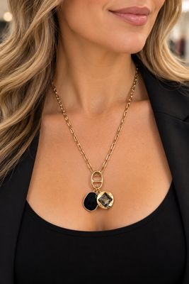 1776-GLD link necklace w/pendant