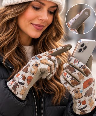 SWG18136 Dog print stretch gloves