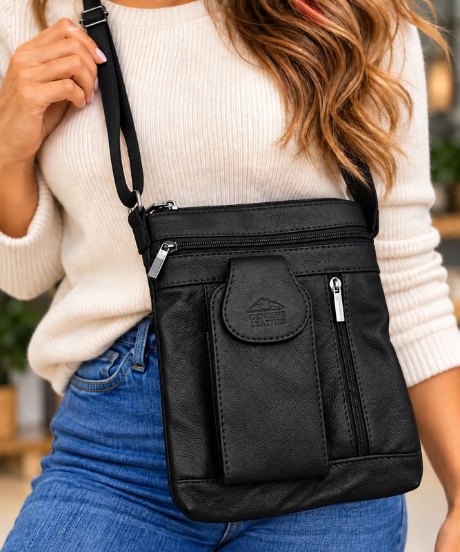 SLB-803 Leather purse w/phone pocket holder