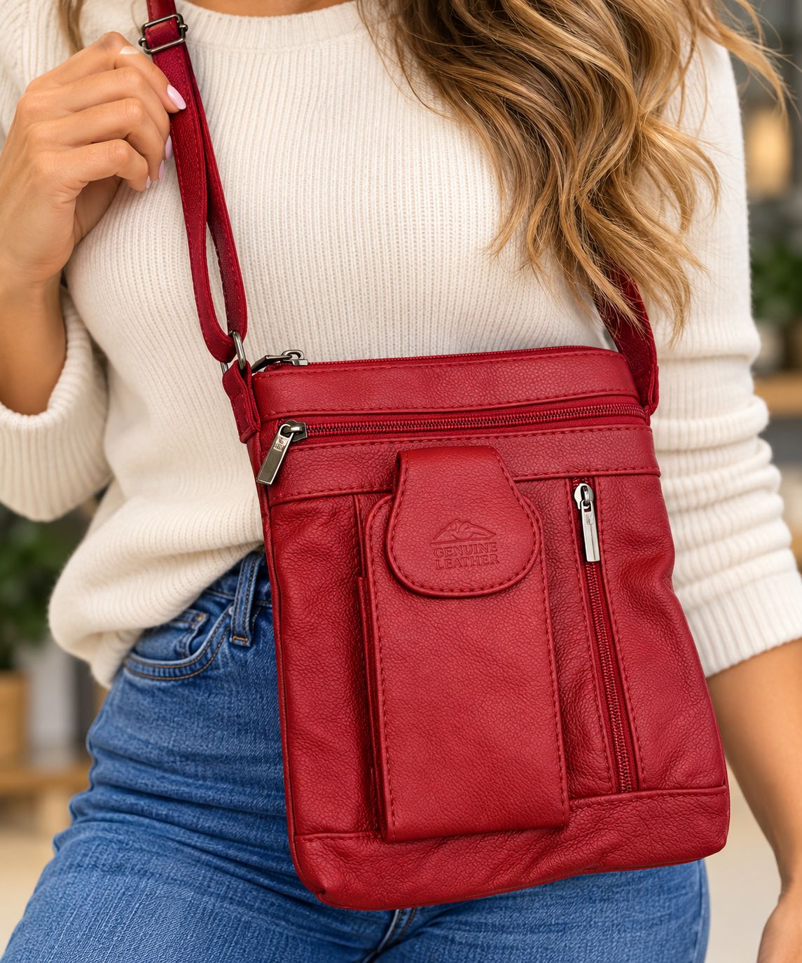 SLB-803 Leather purse w/phone pocket holder