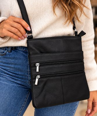 BLW520 Leather bag w/multi zips