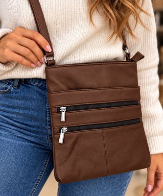 BLW520 Leather bag w/multi zips