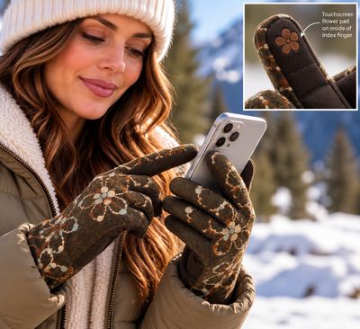 SWG18240 floral print stretch touch glove