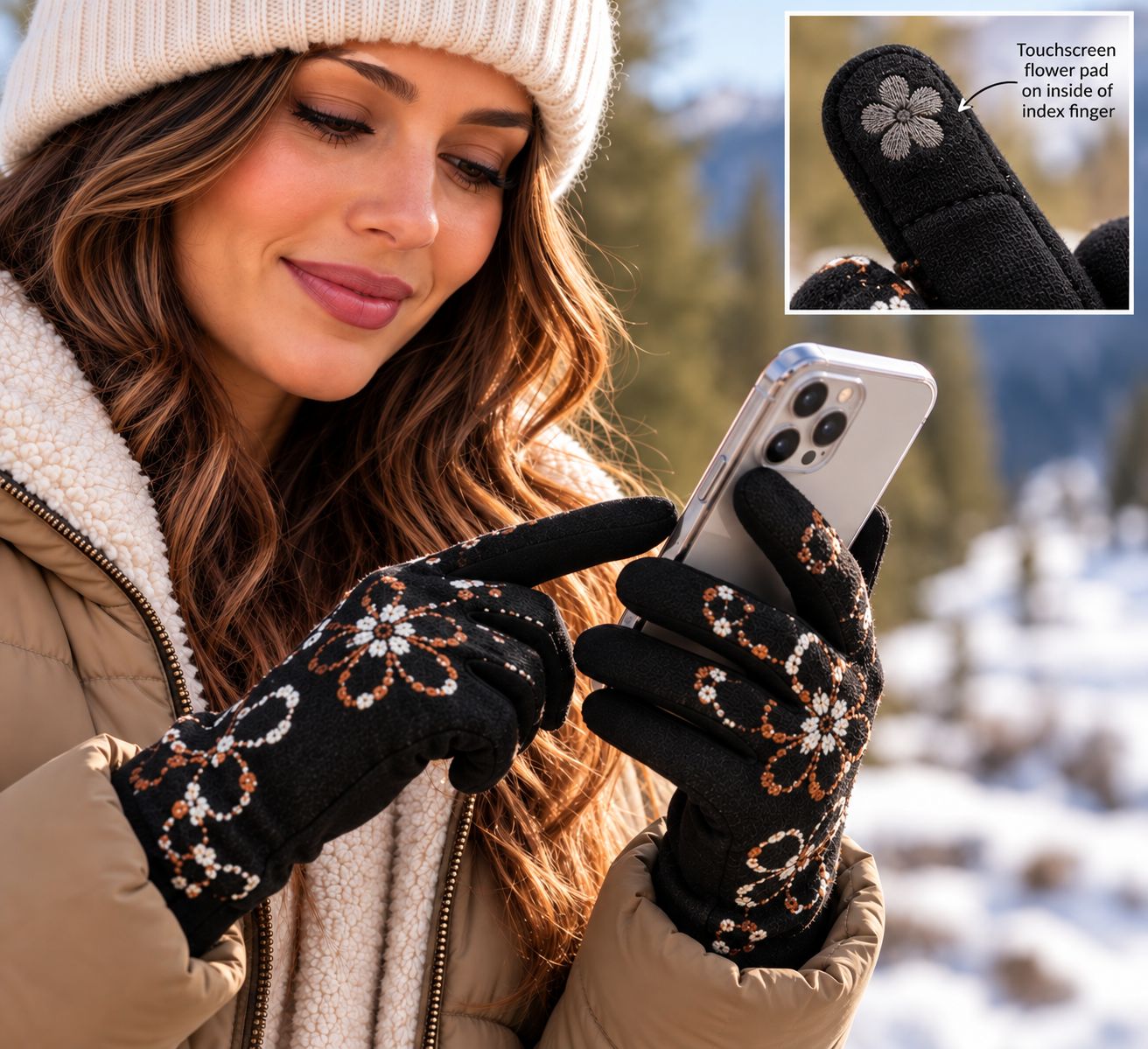 SWG18240 floral print stretch touch glove