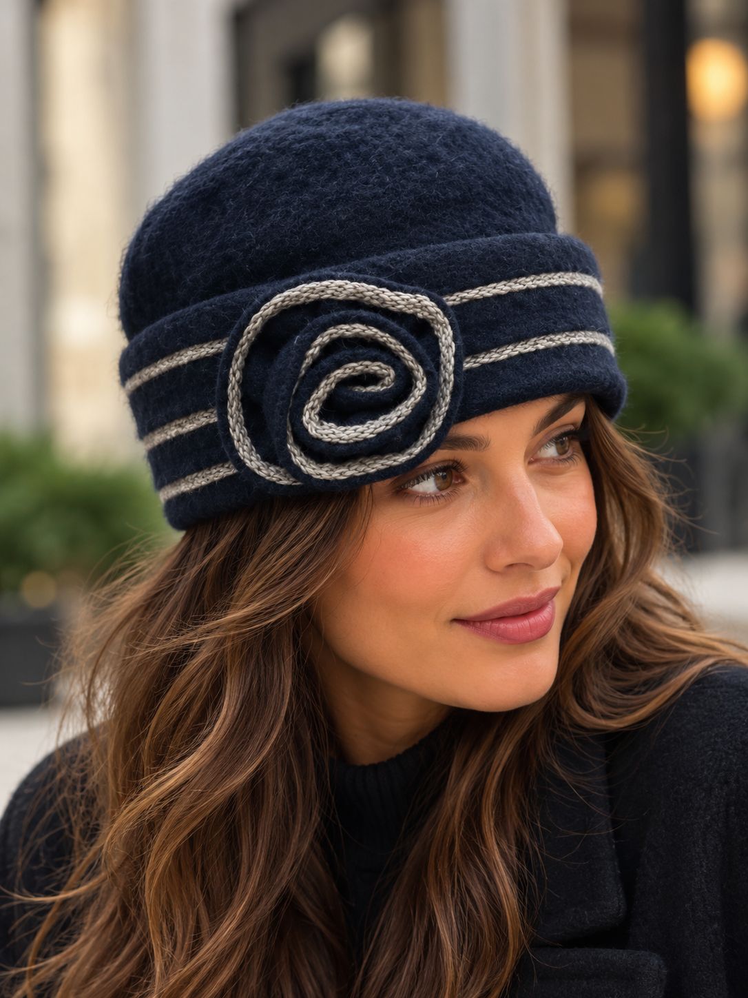 SHT16484 100% wool hat w/stripes