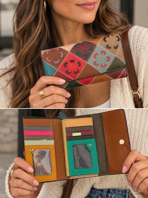 SBA29031 Large multi patchwork color wallet